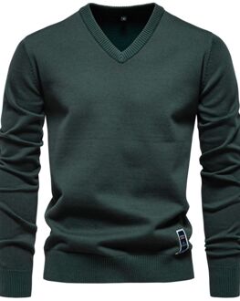V-hals Gebreide Trui - maat XL Donkergroen