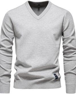 V-hals Gebreide Trui - maat XL Zilver