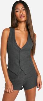 V-Hals Getailleerd Tank, Charcoal - 40