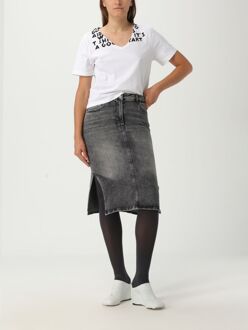 V-hals Graphic Print T-shirt Wit