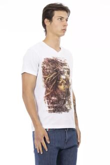 V-hals Graphic T-shirt Medusa Stijl - maat Wit