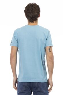 V-hals Koi Vis T-shirt Casual Stijl Lichtblauw - M