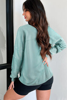 V-hals Lange Mouw Top Turquoise