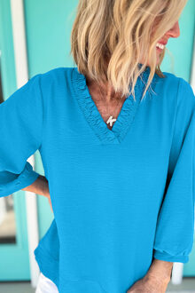 V-hals Lange Mouwen Top Blauw