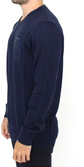 V-hals Merino Wol Trui - maat EU 48 Navy