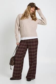 V-Hals Met Zakdetail, Oversized Gebreide Trui, Taupe - S