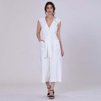 V-hals Patch Pocket shirt-jurk - maat L Wit