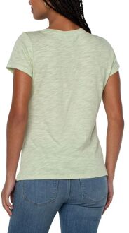 V-hals slim-fit slubgebreid T-shirt Celadon Groen - XL