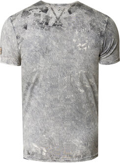 V-hals T-shirt met logo-print aan de zijkant - maat 3XL Grijs