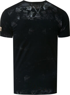 V-hals T-shirt met logo-print aan de zijkant - maat 4XL Zwart