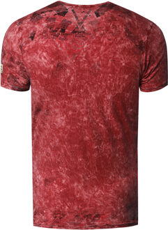 V-hals T-shirt met logo-print aan de zijkant Rood - 4XL