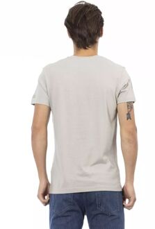V-hals T-shirt met militaire print - maat Lichtgrijs