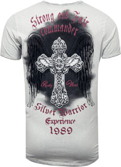 V-hals T-shirt met print aan de zijkant Grijs - L