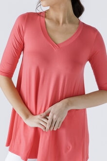 V-hals top met crêpe detail Koraal
