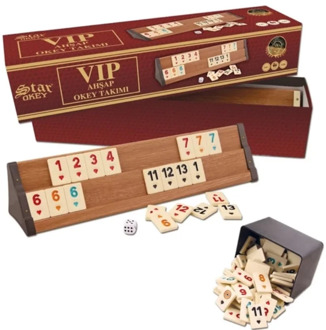 V.I.P Okey Rummy 4 Player Board Game Wooden 4x Decks and Quality 106x Chips Set Adult Team Game
