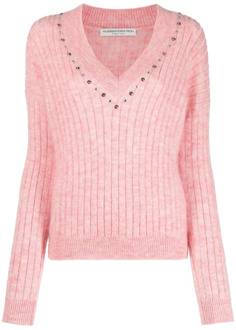 V-neck Knitwear Alessandra Rich , Pink , Dames - 2Xs,3Xs