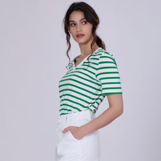 V nekstrepen katoen t-shirt Groen - S
