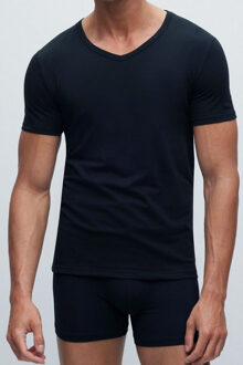 V-shirt modern slim fit 2-pack zwart