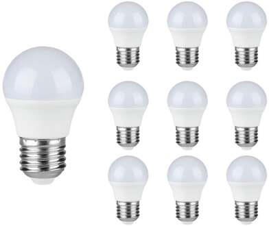 V-tac 10x E27 LED Lamp - 5.5 Watt - 470 Lumen - Kogellamp G45 - 3000K Warm wit licht - Vervangt 40 Watt