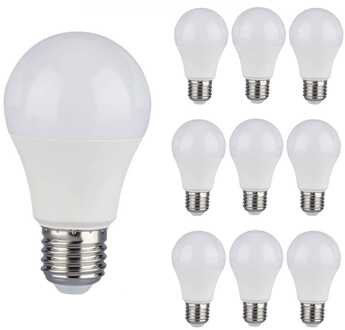 V-tac 10x E27 LED Lamp - 8.5 Watt 806 lumen - 4000K neutraal wit - Vervangt 60 Watt - E27 fitting - A60 lamp - Grote fitting