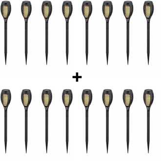 V-tac 16-PACK Youth Fire LED Solarlamp tuinfakkel met vlammeneffect incl. schemersensor 2200K IP44 (50cm)