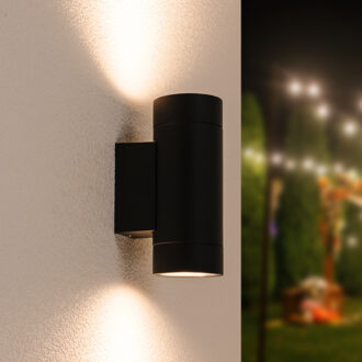 V-tac Dimbare LED wandlamp - 2700K Warm witte lichtkleur - 5 Watt - 400 Lumen - IP54 - Up & Down light - Voor binnen en buiten - Dubbelzijdig - Zwart
