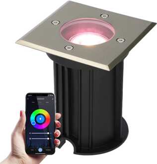 V-tac Smart Grondspot buiten - Vierkant - 5,5 Watt 345 lumen - RGBWW - Wifi + Bluetooth - Bestuurbaar via app - IP65 waterdicht - Google Home, Amazon Alexa en Siri - RVS
