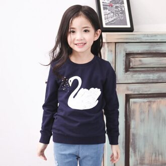 V-TREE Meisjes T-shirts Lente Gouden Sterren Zwaan Lange Mouw T Shirts Voor Kids Meisje Sequin Tops Herfst Cartoon Kinderen Sweatshirt 3T