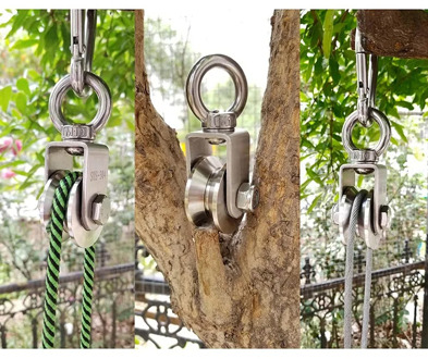 V Type Swivel Pulley 304 Stainless Steel Duplex Bearing Silent Detachable 360 Degree Rotation Heavy Duty Traction Wheel