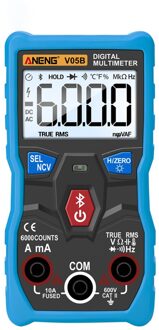 V05B App Digitale Meter Elektrische Draagbare True Rms Bluetooth Multimeter Auto Variërend Sterke Taaiheid Ac/Dc Tester Blauw