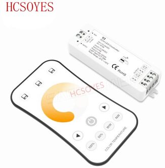 V2 + R7-1 2.4Ghz Draadloze Rf Kleurtemperatuur Led Controller 2CH Rf Dimmer Voor Dual Kleur Led Strip Tape lint
