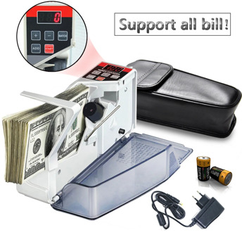 V40 Mini Portable Handy Money Counter for Most Currency Note Bill Cash Counting Machine with Leather Bag