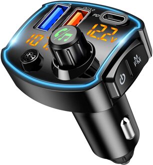 V5.0 Bluetooth Fm-zender Voor Auto QC3.0 Type-C Pd 18W Usb Fast Charger Auto Led Draadloze Fm radio Adapter Usb Pendrive Spelen