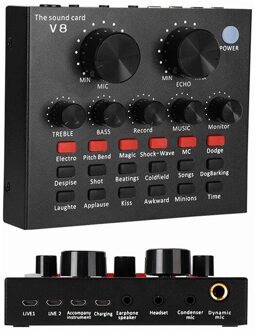 V8 Audio Usb Externe Geluidskaart Headset Microfoon Webcast Persoonlijke Entertainment Streamer Live-uitzending Voor Pc Telefoon Computer