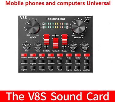 V8 Geluidskaart Audio Interface Externe Usb Live Microfoon Geluidskaart Bluetooth Functie Live-uitzending Voor Computer Pc Telefoon