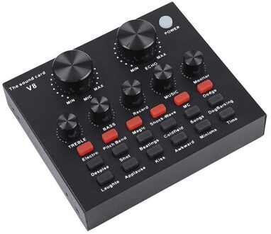 V8 Geluidskaart Audio Set Interface Externe Usb Live Microfoon Geluidskaart Bluetooth Functie Voor Computer Pc Mobiele Telefoon Zingen