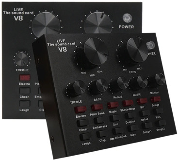 V8 Sound Card Audio Set Interface External Usb Live Microphone Sound Card Bluetooth Function for Computer Pc Mobile Phone Singin