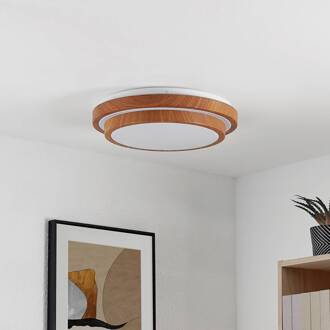 Vaako LED plafondlamp, rond, 41 cm licht hout, wit