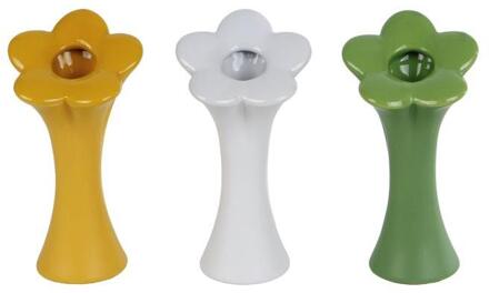 Vaas Bloem S groen/geel/wit 7x7x15cm verschillende