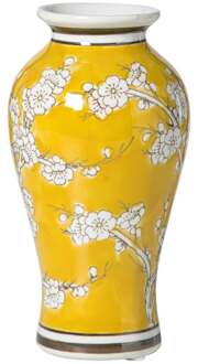 Vaas bloemenprint groot - geel - ø9x17.5 cm
