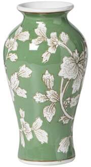 Vaas bloemenprint groot - groen - ø9x17.5 cm
