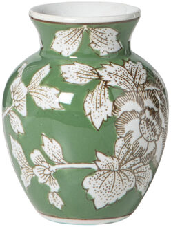 Vaas bloemenprint klein - groen - ø9x11.5 cm