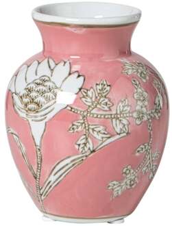 Vaas bloemenprint klein - roze - ø9x11.5 cm