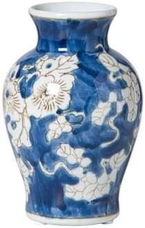 Vaas bloemenprint middel - blauw - ø9.5x15 cm