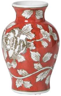 Vaas bloemenprint middel - rood - ø9.5x15 cm