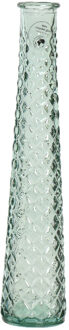 Vaas/bloemenvaas van gerecycled glas - D7 x H32 cm - transparant turquoise - Vazen Blauw