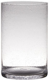 Vaas - cilinder - bubbel glas - 30 x 19 cm Transparant