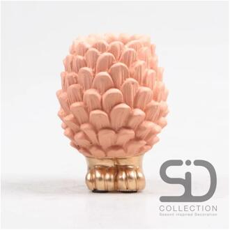 Vaas dennenappel op voet 12cm beigerood