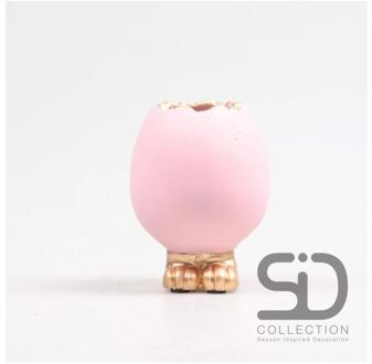 Vaas ei met voetjes 10x10x15cm roze