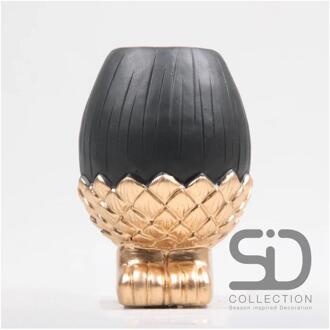 Vaas eikel op voet 11x11x16cm zwart